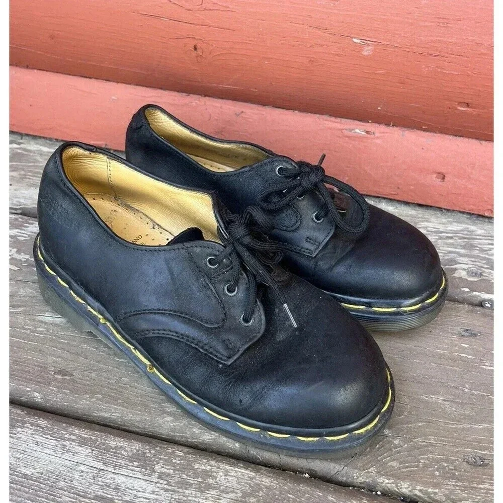 Vintage Dr Martens Original Made In England Leather Black Shoes Size Kids US 2